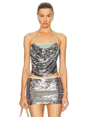 SIEDRES Nide Sequin Detailed Draped Top in Multi